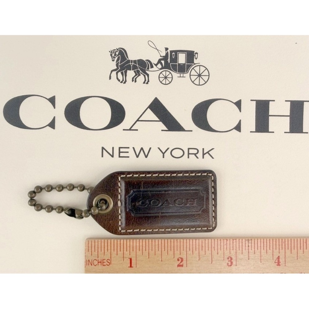 COACH | Large | Chocolate Brown Purse Hang Tag Charm Brass Chain 2.5"x 1.25"